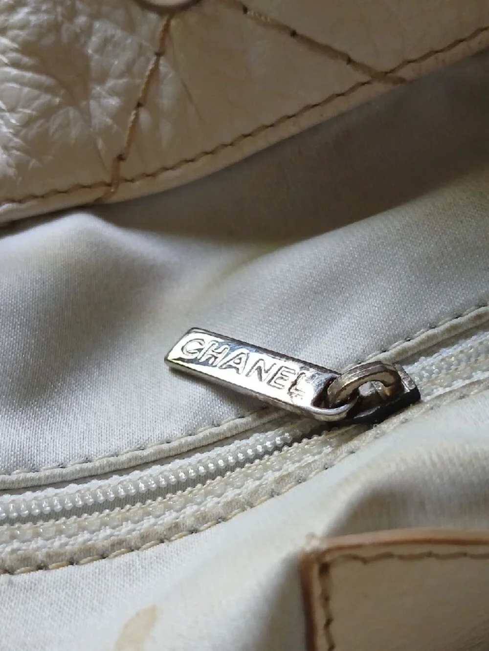 Chanel Leather Drawstring Bucket With Silver Charm